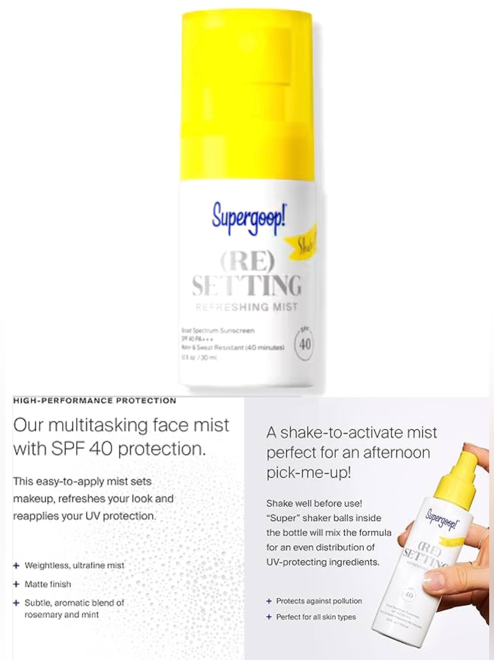 Supergoop! (Re) setting Refreshing Mist Mini 1 fl oz - SPF 40 - EXP: 7/2027 - Picture 3 of 3